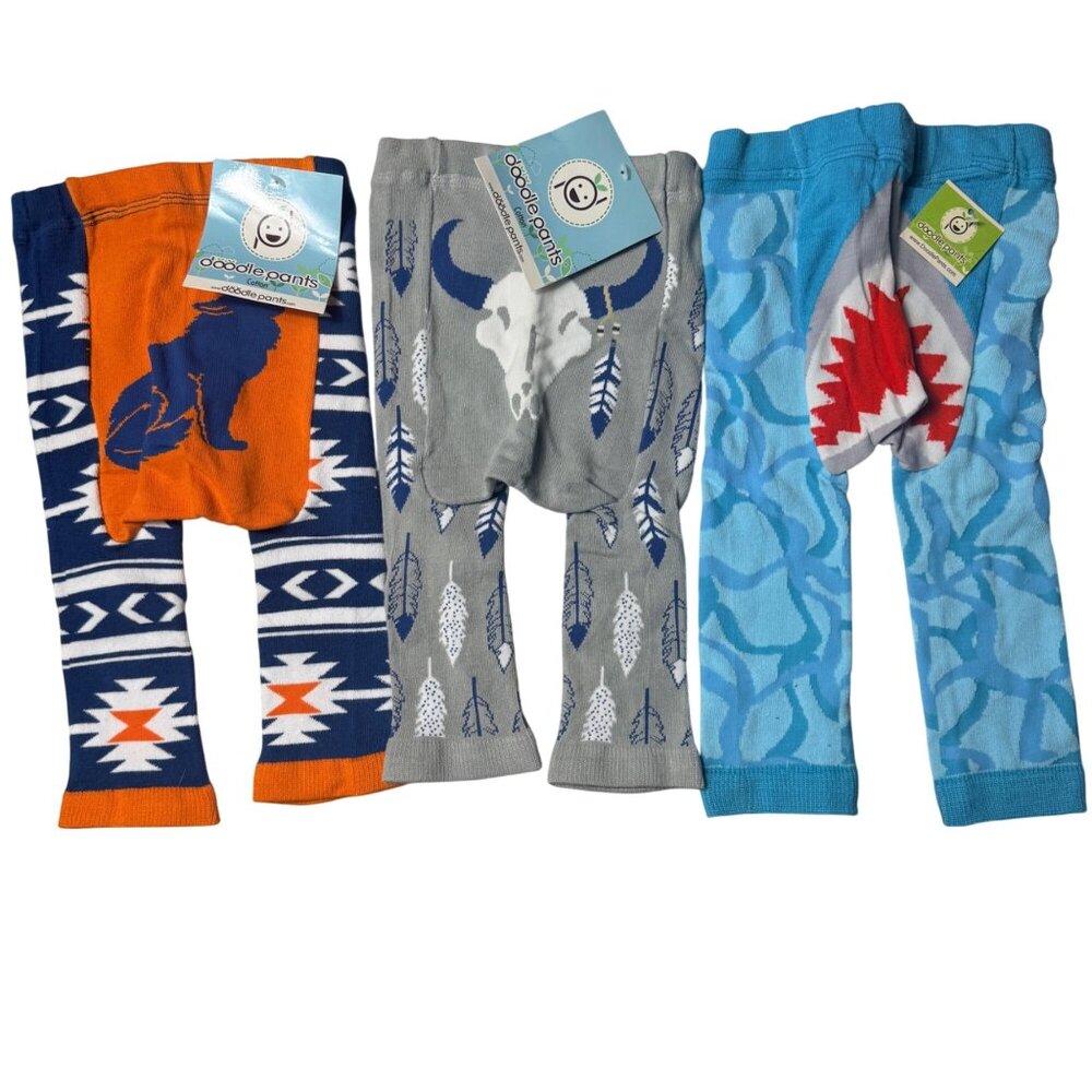 Doodle Pants Baby Leggings 6-12 Months 3-Pack Animal & Geometric Prints
